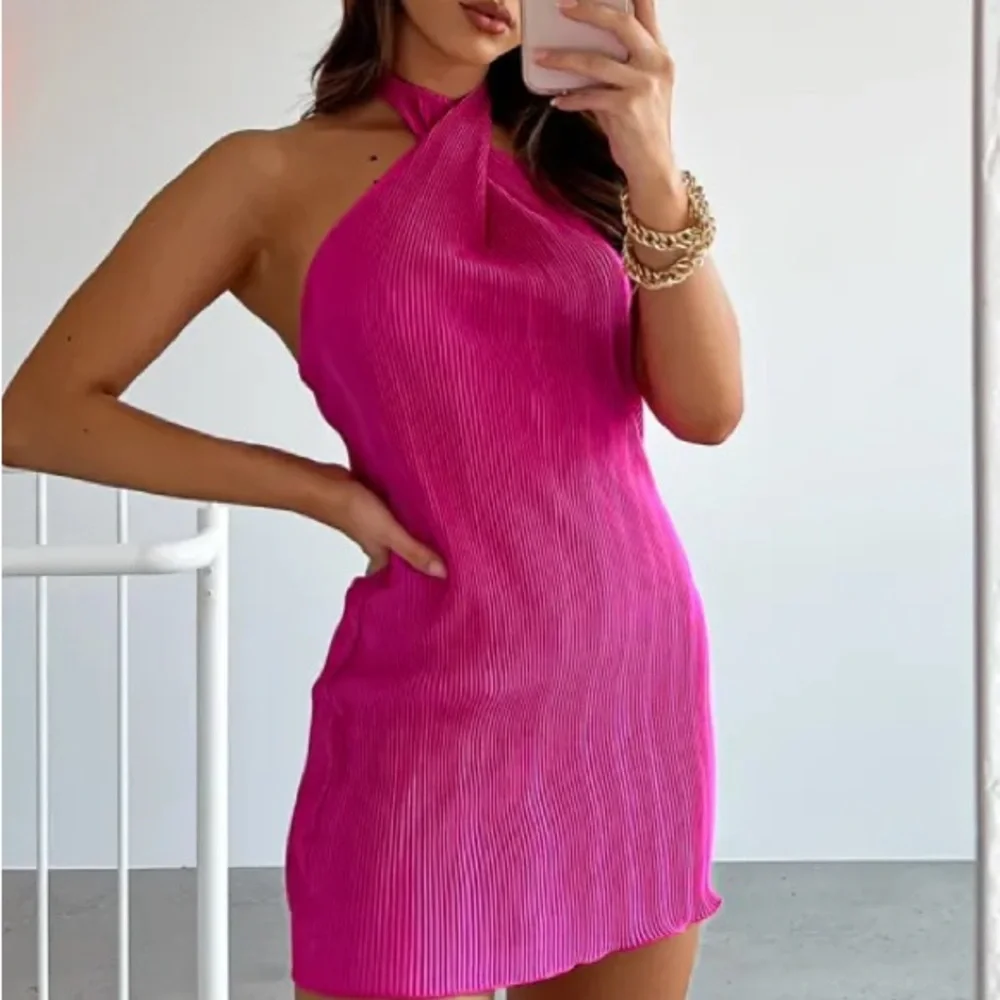 White Fox Boutique Vibrant Pink One Shoulder Dress - Picture 1 of 4